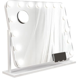 Homcom - Specchio per Trucco con 15 Luci led in Vetro e Metallo Bianco