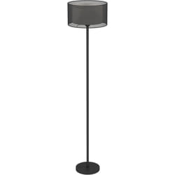 Homcom - Lampada da Terra con Interruttore a Pedale e Doppio Paralume Nero