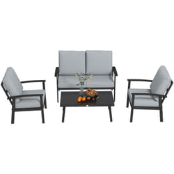 Outsunny Set da Esterno 4pz con 2 Poltrone, Divano 2 Posti e Tavolino Grigio