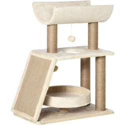 Albero per Gatti con Cuccia a u, Lettino e Tappetino Marrone - Pawhut