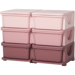 Cassettiera Colorata per Bambini con Bordi Arrotondati in pp Rosa - Homcom