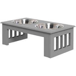 Pawhut Ciotola Rialzata per Cani in Acciaio Inossidabile 44x24x15cm Grigio