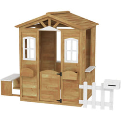 Outsunny - Casetta in Legno per Bambini con Staccionata e Panca 205x119x140 cm