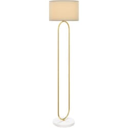 Homcom - Lampada da Terra con Interruttore a Pedale e Paralume in Tessuto Oro