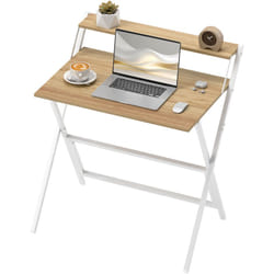 Homcom - Scrivania Richiudibile con Ripiano per Monitor, 81.5x62x86.5 cm, Legno