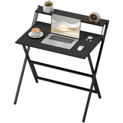 Homcom - Scrivania Richiudibile con Ripiano per Monitor, 81.5x62x86.5 cm Nero