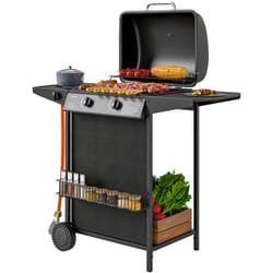 Bbq a Gas con 3 Bruciatori Indipendenti e Coperchio con Termometro Nero - Outsunny