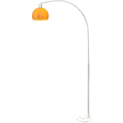 Homcom - Lampada a Terra ad Arco con Interruttore a Pedale Bianco e Arancione