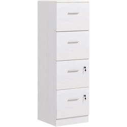 Homcom - Schedario Ufficio a 4 Cassetti in Truciolato 40x42x130.8 cm Bianco
