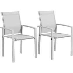 Set 2 Sedie da Balcone Impilabili in Acciaio e Texteline Grigio Chiaro - Outsunny