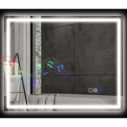 Homcom - Specchio Bagno Antiappannante Illuminato con Speaker Bluetooth 80x100 cm
