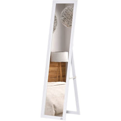 Specchio Moderno con Supporto Richiudibile in mdf e Vetro Bianco - Homcom