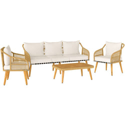 Outsunny - Set da Esterno 4 pz con Divano 3 Posti, 2 Poltrone e Tavolino Basso