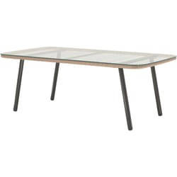 Tavolino da Esterno in Rattan pe e Vetro 110x60x40 cm Legno Naturale - Outsunny