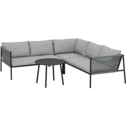 Outsunny Set da Esterno Rattan con Divano Angolare Modulabile e Tavolino Grigio
