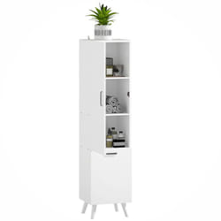 Homcom - Mobile Bagno con Armadietto a 3 Ripiani e Mobiletto Inferiore Bianco