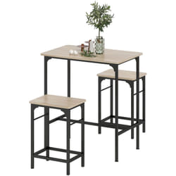 HOMCOM Set da Bar 3 Pezzi con Tavolo Cucina e 2 Sgabelli da Bar Nero Legno
