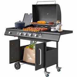Descrizione: Fai partire la stagione delle grigliate in giardino con nostro barbecue a gas Outsunny da 5 fuochi! La griglia o ...