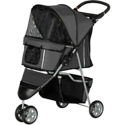 Pawhut - Passeggino Cani Pieghevole con Freno e Ruote Girevoli Grigio Carbone