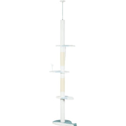 Albero per Gatti Tiragraffi a Soffitto Regolabile 225-255 cm Bianco - Pawhut