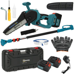 Motosega a Batterie 2in1 con Motore Brushless e Palo Telescopico Blu - Outsunny