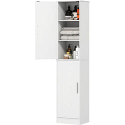 Homcom - Colonna Bagno a 2 Armadietti con 6 Ripiani Regolabili Bianco