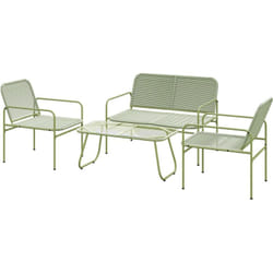 Outsunny - Salotto da Giardino Rattan pe con Divano, 2 Poltrone e Tavolino Verde