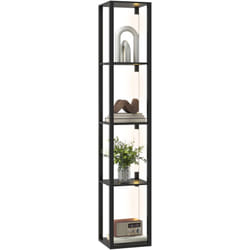 Homcom - Lampada da Terra con 4 Ripiani e 3 Livelli Luminosità 29x29x163cm Nero