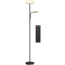 Homcom - Lampada da Terra Regolabile a 4 Livelli con 2 Luci e Telecomando Nero