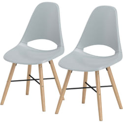 HOMCOM Set 2 Sedie da Pranzo in Plastica e Legno in Stile Scandinavo Grigio