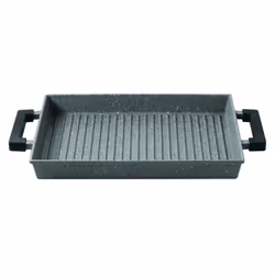 Mopita Bistecchiera Rettangolare con Due Maniglie, Fondo Induzione, Rettangolare, Alluminio pressofuso, Grigio