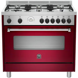 Bertazzoni La Germania Americana AMN905GEVSVIT cucina Cucina freestanding Elettrico Gas Rosso, Acciaio inox