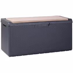 Baule Portaoggetti con Seduta e Cuscino da Esterno 340L 123x54x59cm Antracite Il baule portaoggetti con seduta e cuscino da e ...