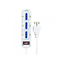 Extrastar - Multipresa Ciabatta Elettrica a 9 Posti 6 Prese 10A/16A + 3 Presa 10A/16A Bipasso Schuko con Interruttore e Spina 10A Cavo 3m Bianco