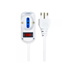 Extrastar - Multipresa Ciabatta Elettrica a 3 Posti 2 Prese 10A/16A + 1 Presa 10A/16A Bipasso Schuko con Interruttore e Spina 10A Cavo 5m Bianco