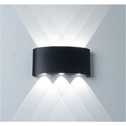 BES - Applique Led Interno Esterno 18W Luce Fredda Lampada Parete Nera Ovale FD-17