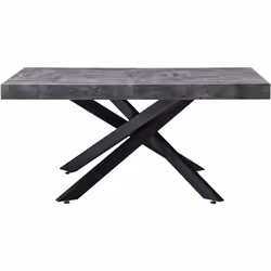 TAVOLO ANSON ALL. PIANO CEMENTO/GAMBE NERE Tavolo Anson allungabile con piano in ceramica color cemento e base centrale con g ...