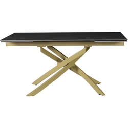 Tavolo Pegaso Piano Nero Con Venature Gambe Oro per soggiorno, cucina e arredo bar