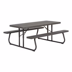 Esterni da Vivere Tavolo picnic, 1830 x 1450 x 740 mm, tavolo da esterno, Nero, Marrone, Polietilene ad alta intensità, Accia ...