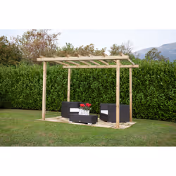 Esterni da Vivere Pergola, Pino Massello impregnato, 2.4x3m, gazebo, Legno, Tetto piatto, Legno, Legno di pino, 3000 mm, 2400 ...