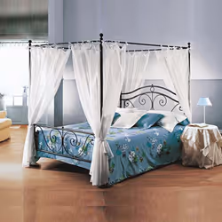 Letto matrimoniale in ferro con baldacchino Juliet Ferro verniciato colore antracite Composto da testata,pediera, longheroni  ...