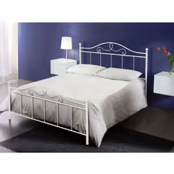 Letto matrimoniale in ferro battuto Modello Malta Verniciato colore bianco Composto da testata pediera longheroni laterali Di ...