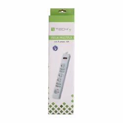 Techly Multipresa 8 Posti Italiana 10A / Schuko Angolata Grigio (IUPS-PCP-8GY)