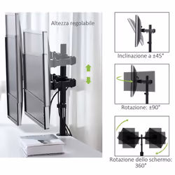 Techly Supporto da scrivania per 2 Monitor 13-27" con morsetto (ICA-LCD 482-D) - Vista aggiuntiva 4