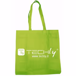Techly Borsa riutilizzabile in TNT (I-TLY-SHOPPER), Borsa da corriere, Verde, Verde, Verde, 420 mm, 430 mm