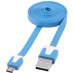 Techly Cavo Flat USB AM a Micro USB M Azzurro 1m (ICOC MUSB-A-FLBL), 1 m, USB A, Micro-USB B, USB 2.0, Maschio/Maschio, Blu