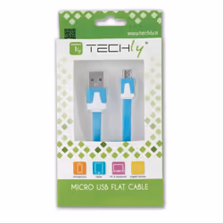 Techly Cavo Flat USB AM a Micro USB M Azzurro 1m (ICOC MUSB-A-FLBL)