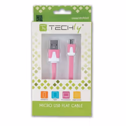 Techly Cavo Flat USB AM a Micro USB M Rosa 1m (ICOC MUSB-A-FLR)