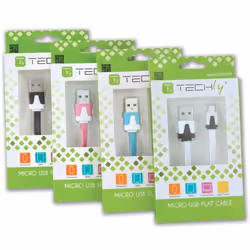 Techly Cavo Flat USB AM a Micro USB M Rosa 1m (ICOC MUSB-A-FLR)