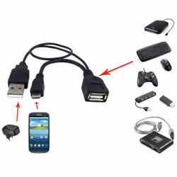 Techly Cavo USB A F 2.0 OTG Micro USB M con Alimentazione USB, 30cm Nero (ICOC MUSB-MC2)